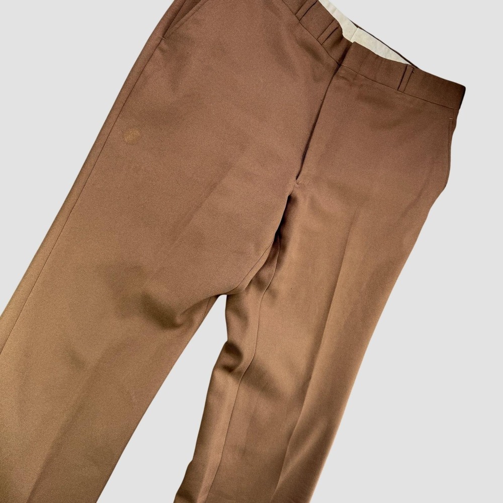Vintage Rough Rider Pants Men 38 Brown‎ Western Ranch Dress Flare Poly Trousers